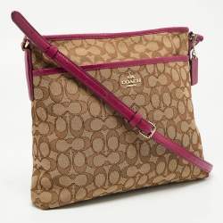 Coach Purple/Beige Signature Canvas and Leather File Messenger Bag