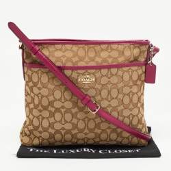 Coach Purple/Beige Signature Canvas and Leather File Messenger Bag