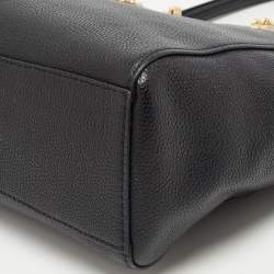 Pre Owned Coach Black Leather Turnlock Chain Tote