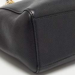 Pre Owned Coach Black Leather Turnlock Chain Tote