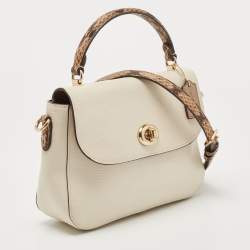 Coach Cream Leather Marlie Top Handle Bag