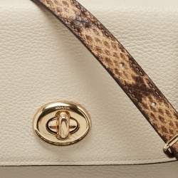 Coach Cream Leather Marlie Top Handle Bag
