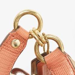 Pre Owned Coach Beige/Orange Op Art Fabric and Lizard Embossed Hailey Hobo