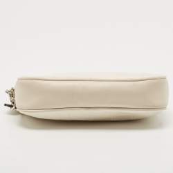 Pre Owned Coach White Croc Embossed Leather Double Zip Camera Crossbody Bag