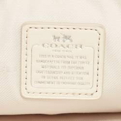 Pre Owned Coach White Croc Embossed Leather Double Zip Camera Crossbody Bag