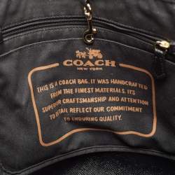 Pre Owned Coach Dark Brown Signature Coated Canvas and Leather City Tote