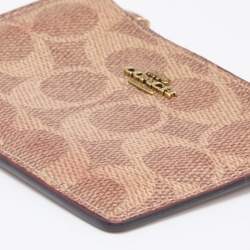 Coach Beige/Brown Signature Coated Canvas and Leather Zip Skinny ID Case