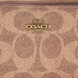 Coach Beige/Brown Signature Coated Canvas and Leather Zip Skinny ID Case