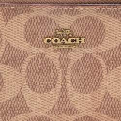 Coach Beige/Brown Signature Coated Canvas and Leather Zip Skinny ID Case