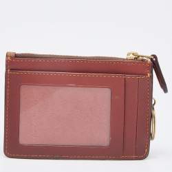 Coach Beige/Brown Signature Coated Canvas and Leather Zip Skinny ID Case
