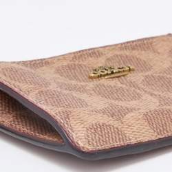 Coach Beige/Brown Signature Coated Canvas and Leather Zip Skinny ID Case