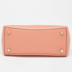 Pre Owned Coach Peach Leather Mini Surrey Carryall Tote