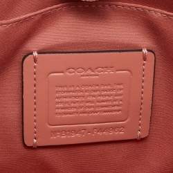 Pre Owned Coach Peach Leather Mini Surrey Carryall Tote