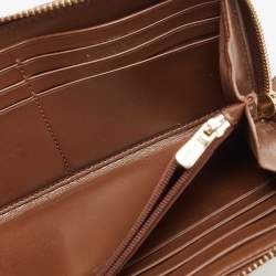 Coach Brown Signature Coated Canvas and Leather Accordion Continental Wallet