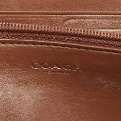 Coach Brown Signature Coated Canvas and Leather Accordion Continental Wallet