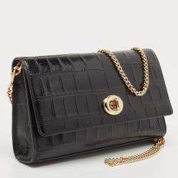 Coach Black Leather Marlow Turnlock Crossbody Bag