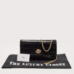 Coach Black Leather Marlow Turnlock Crossbody Bag