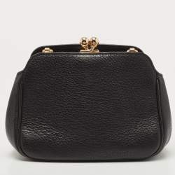 Pre Owned Coach Black Leather KissLock Crossbody Bag