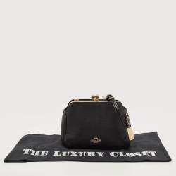 Pre Owned Coach Black Leather KissLock Crossbody Bag