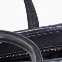 Pre Owned Coach Black/Blue Woven Leather Bleecker Riley Tote