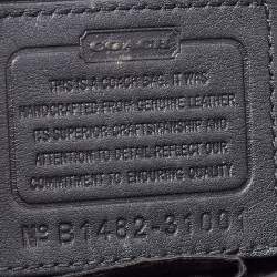 Pre Owned Coach Black/Blue Woven Leather Bleecker Riley Tote