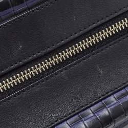 Pre Owned Coach Black/Blue Woven Leather Bleecker Riley Tote