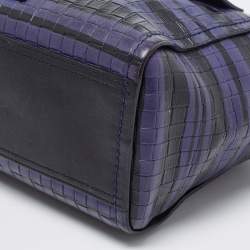 Pre Owned Coach Black/Blue Woven Leather Bleecker Riley Tote