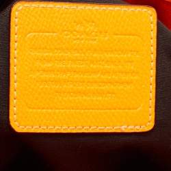 Pre Owned Coach Dark Brown/Neon Signature Coated Canvas and Leather Signature Zip Tote