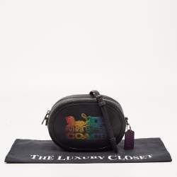 Pre Owned Coach Black Leather Horse And Carriage Camera Crossbody Bag