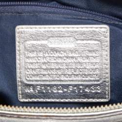 Pre Owned Coach Blue/Silver Denim and Leather Tote