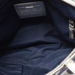 Pre Owned Coach Blue/Silver Denim and Leather Tote