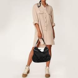 Pre Owned Coach Black Canvas and Leather Hobo