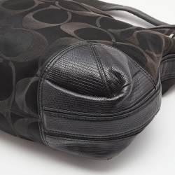 Pre Owned Coach Black Canvas and Leather Hobo