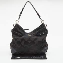 Pre Owned Coach Black Canvas and Leather Hobo