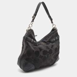Pre Owned Coach Black Canvas and Leather Hobo