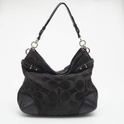 Pre Owned Coach Black Canvas and Leather Hobo