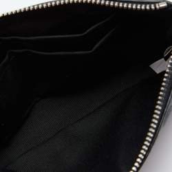 Pre Owned Coach Black Embossed Leather Wristlet Clutch