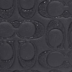 Pre Owned Coach Black Embossed Leather Wristlet Clutch
