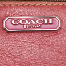 Coach Beige/Pink Signature Canvas and Leather Wristlet Pouch