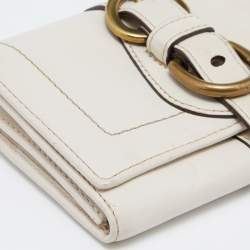Coach Off White Leather Compact Wallet