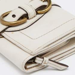 Coach Off White Leather Compact Wallet