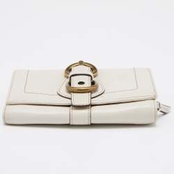 Coach Off White Leather Compact Wallet