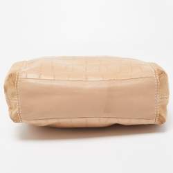 Coach Beige Suede, Croc and Python Embossed Leather Small Lexy Shoulder Bag