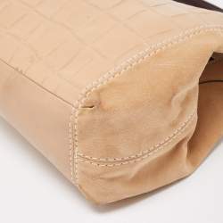 Coach Beige Suede, Croc and Python Embossed Leather Small Lexy Shoulder Bag