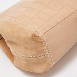 Coach Beige Suede, Croc and Python Embossed Leather Small Lexy Shoulder Bag