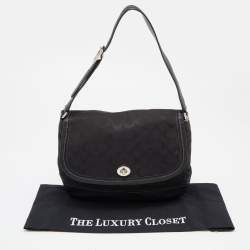 Pre Owned Coach Black Signature Canvas and Leather Park Hobo 
