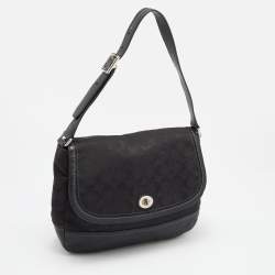 Pre Owned Coach Black Signature Canvas and Leather Park Hobo 