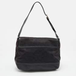Pre Owned Coach Black Signature Canvas and Leather Park Hobo 