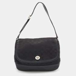 Pre Owned Coach Black Signature Canvas and Leather Park Hobo 