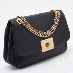 Coach Black Leather Flap Cassidy Chain Shoulder Bag